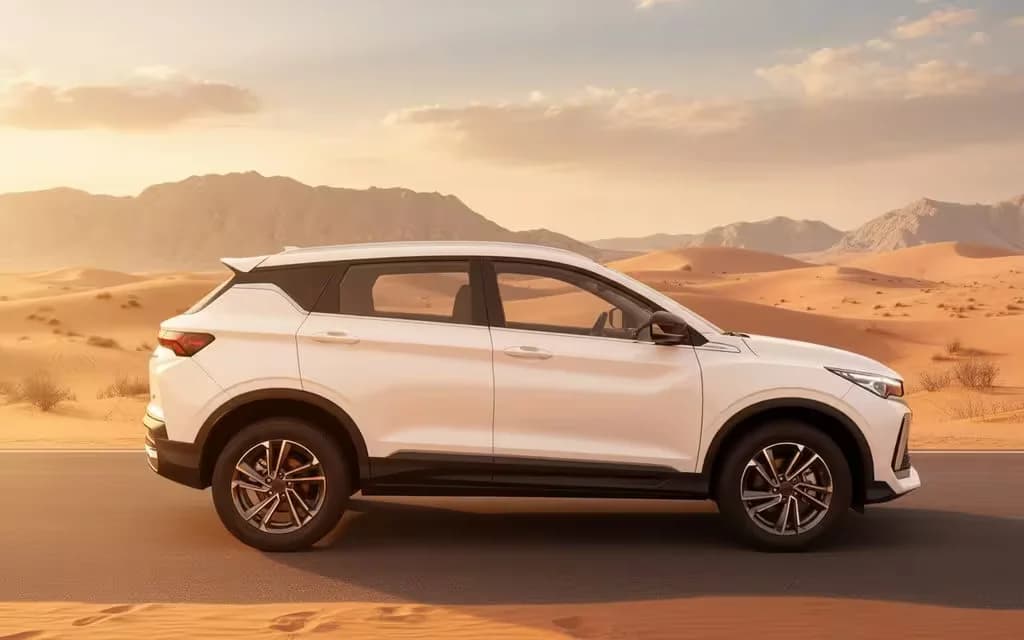 Geely Coolray 2025 White side profile – rental in Dubai