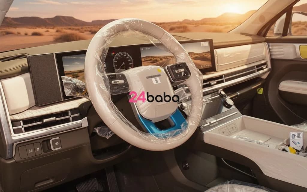 Hyundai SantaFe 2024 interior view showing trim – rental in Dubai