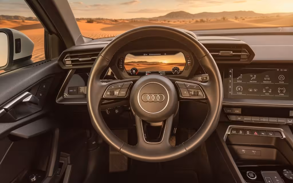 Audi A3 2024 interior view showing trim – rental in Dubai