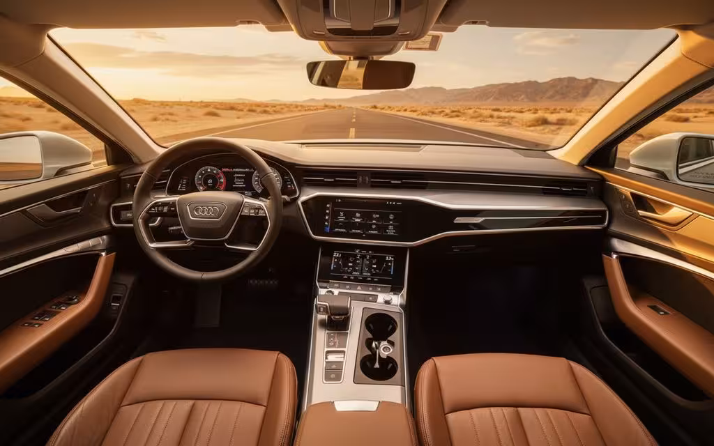 Audi A6 2024 dashboard and infotainment – rental in Dubai