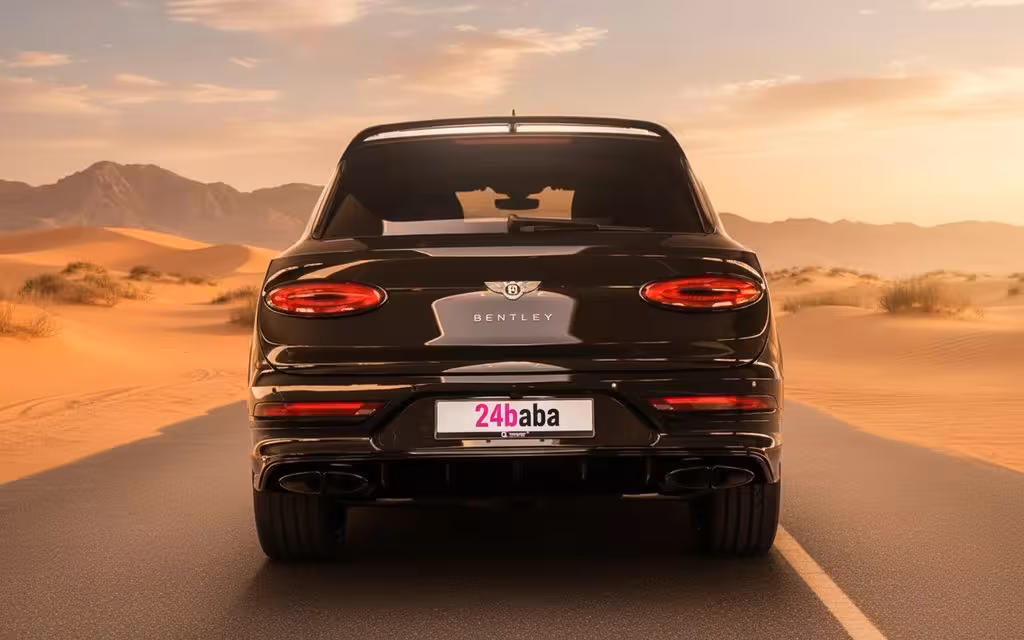Bentley Bentayga 2022 Black rear view showing taillights – rental in Dubai