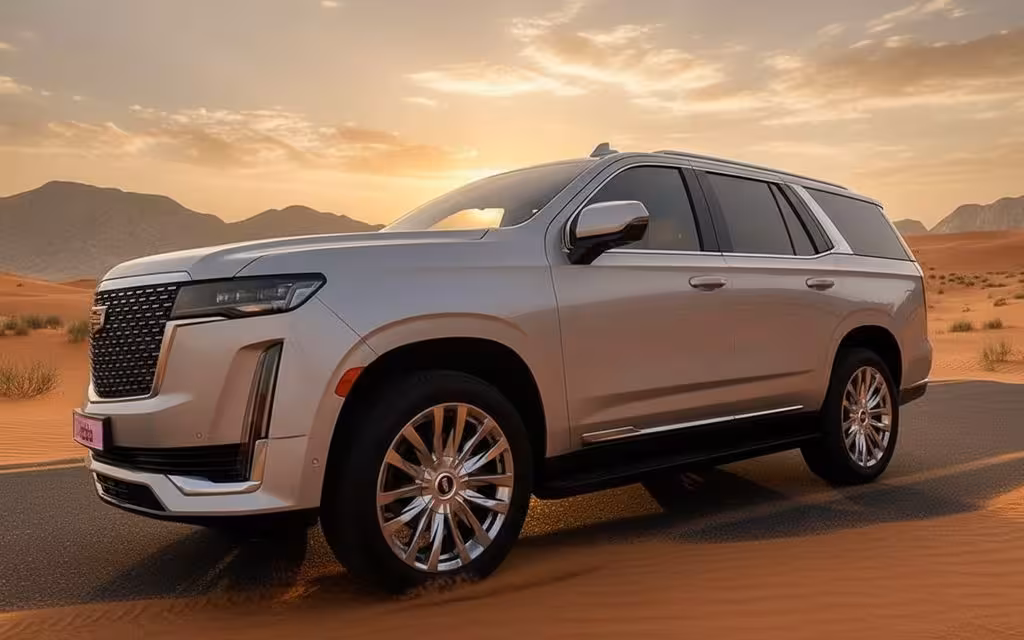 Cadillac Escalade 2021 Beige side profile – rental in Dubai