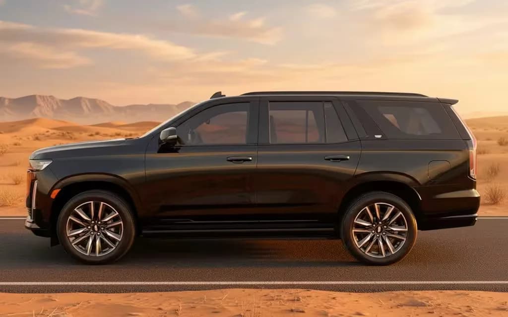 Cadillac Escalade 2023 Black side profile – rental in Dubai