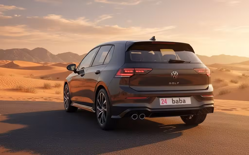 Volkswagen Golf 2025 Dark Gray rear view showing taillights – rental in Dubai