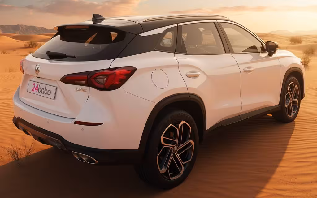 Mg One 2023 White rear view showing taillights – rental in Dubai