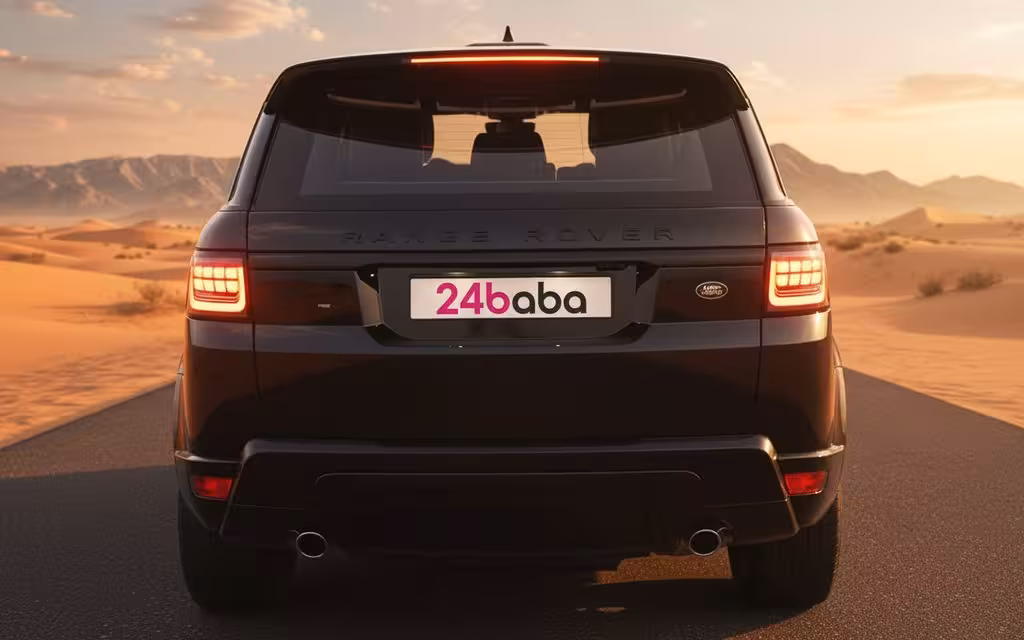 LandRover RangeRoverSport 2022 Black rear view showing taillights – rental in Dubai