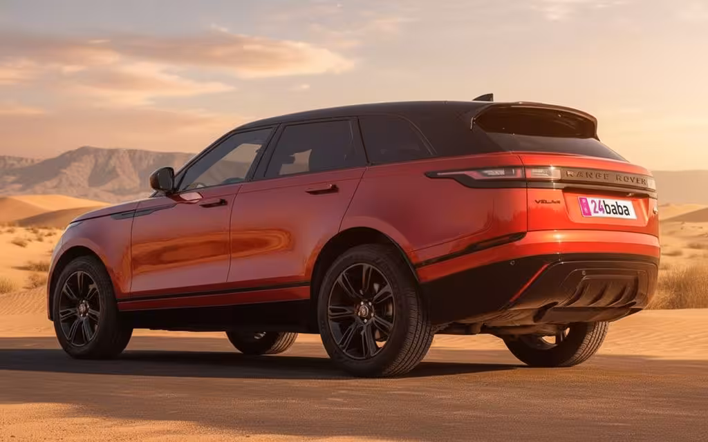 LandRover RangeRoverVelar 2023 Red rear view showing taillights – rental in Dubai