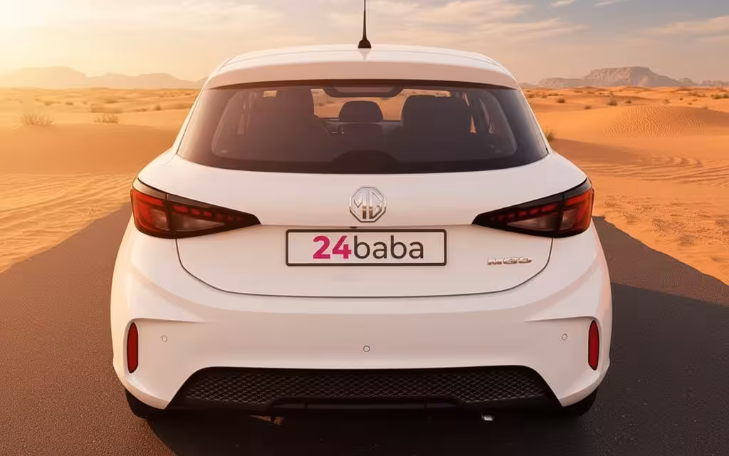 Mg 3 2026 White rear view showing taillights – rental in Dubai