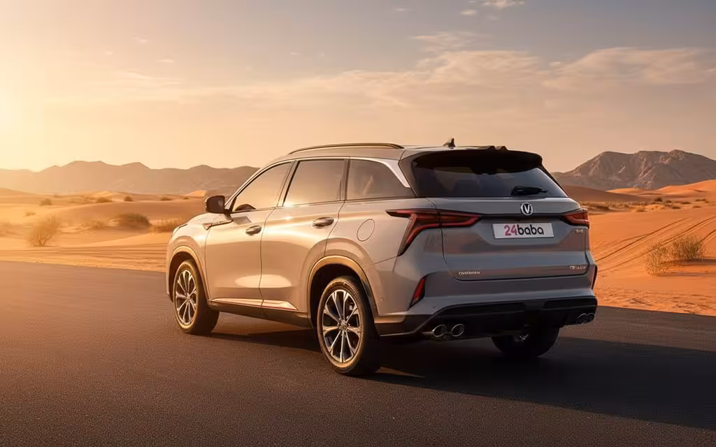 Changan Cs75 2022 Grey rear view showing taillights – rental in Dubai