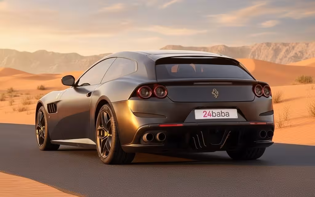 Ferrari Gtc4Lusso 2024 Black rear view showing taillights – rental in Dubai