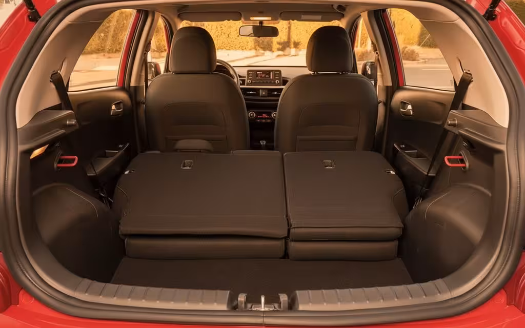 Kia Picanto 2020 Red rear view showing taillights – rental in Dubai