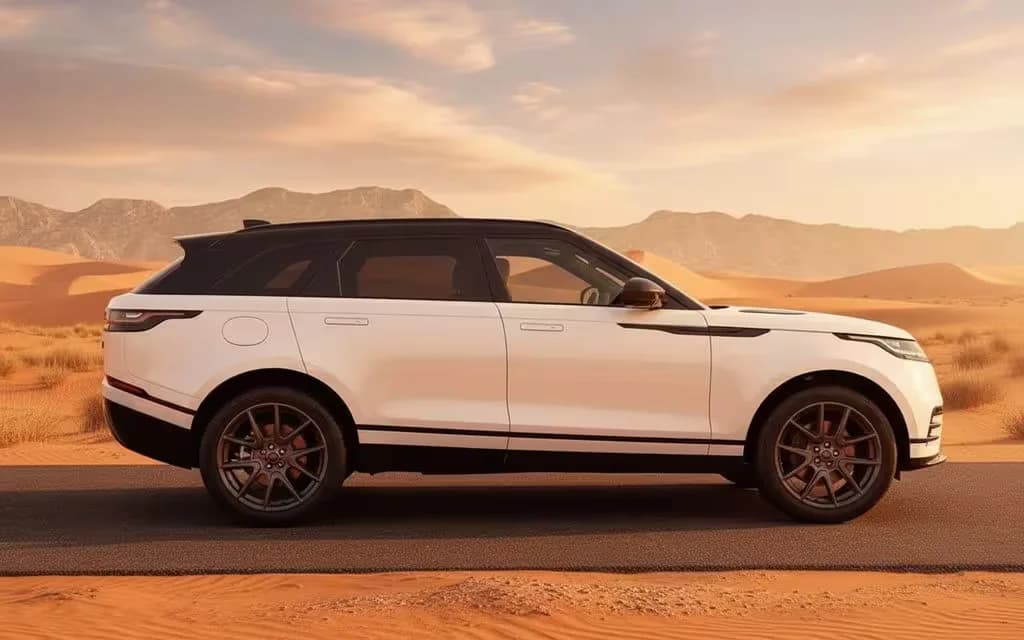 LandRover RangeRoverVelar 2022 White side profile – rental in Dubai