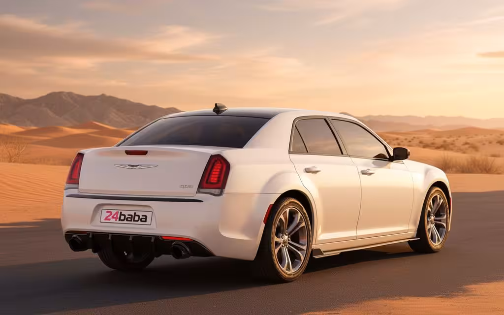 Chrysler 300 2025 White parked outdoor scene – rental in Dubai