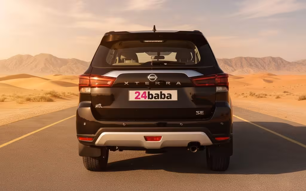 Nissan X Terra 2024 Black rear view showing taillights – rental in Dubai