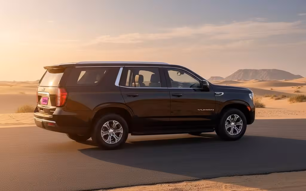 Gmc Yukon 2022 Black side profile – rental in Dubai