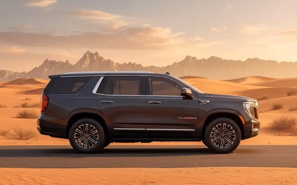 Gmc Yukon 2025 Black side profile – rental in Dubai