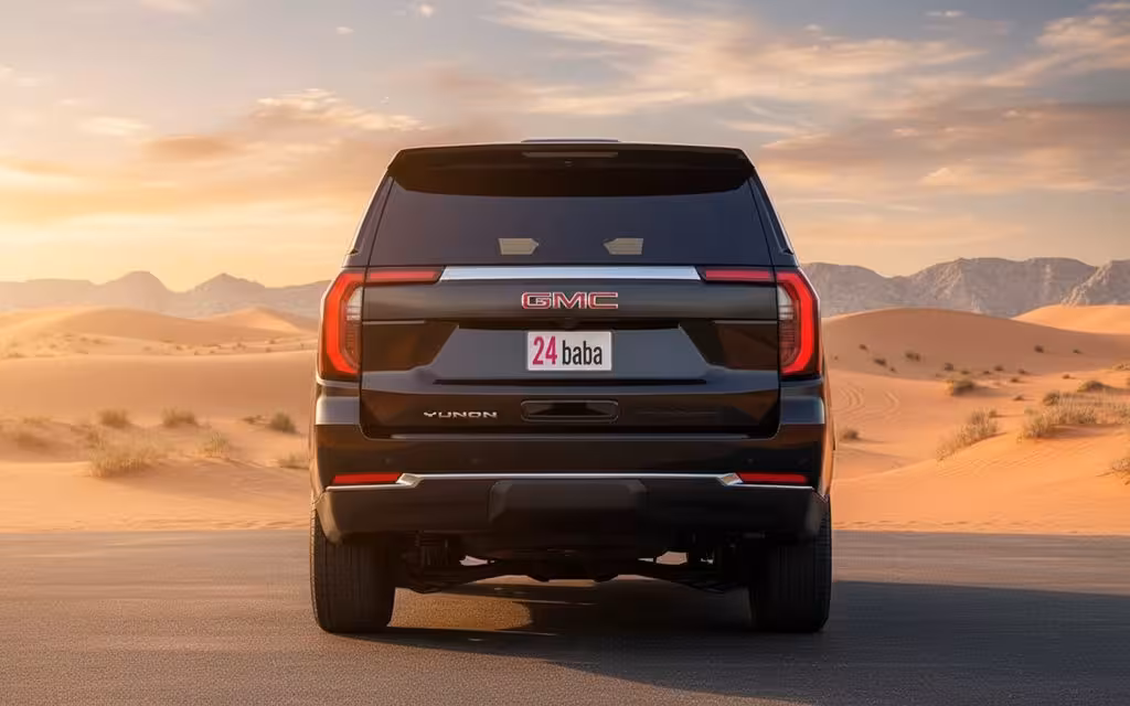 Gmc Yukon 2025 Black rear view showing taillights – rental in Dubai