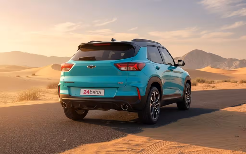 Chevrolet Trailblazer 2021 Blue rear view showing taillights – rental in Dubai