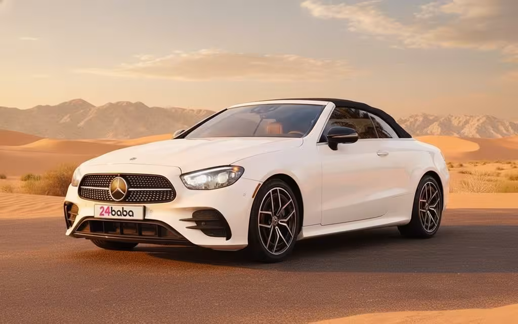 Mercedes E450 2022 White cover image – rental in Dubai