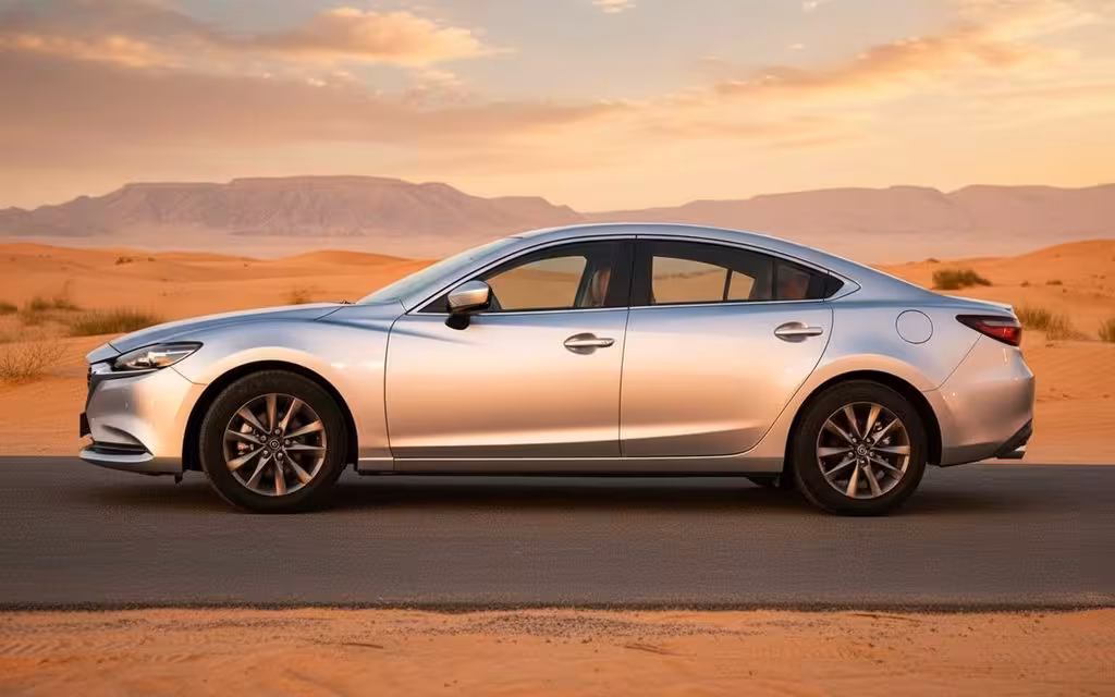 Mazda 6 2024 Silver side profile – rental in Dubai