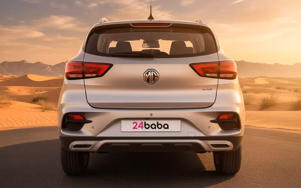 Mg Zs 2023 Grey rear view showing taillights – rental in Dubai