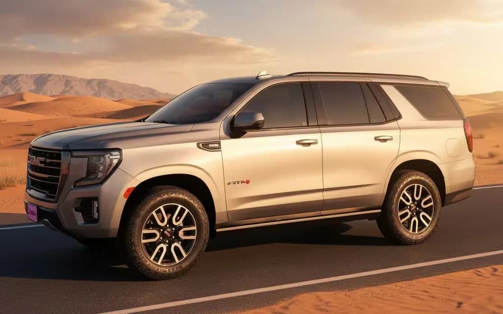Gmc Yukon 2024 Silver side profile – rental in Dubai