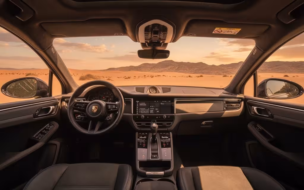 Porsche Macan 2023 interior view showing trim – rental in Dubai
