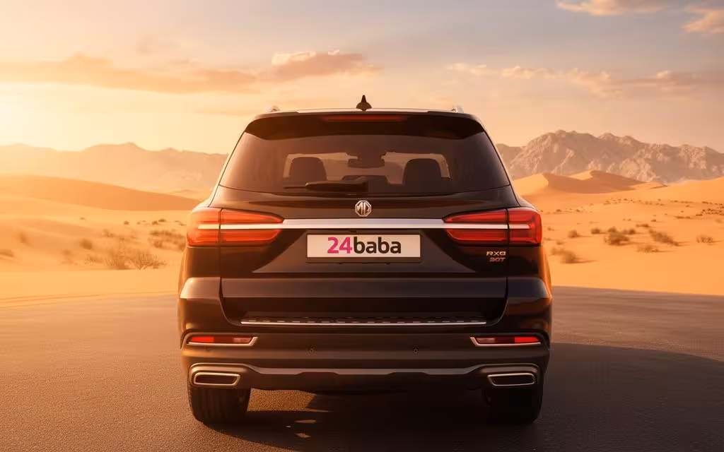 Mg Rx8 2022 Black rear view showing taillights – rental in Dubai