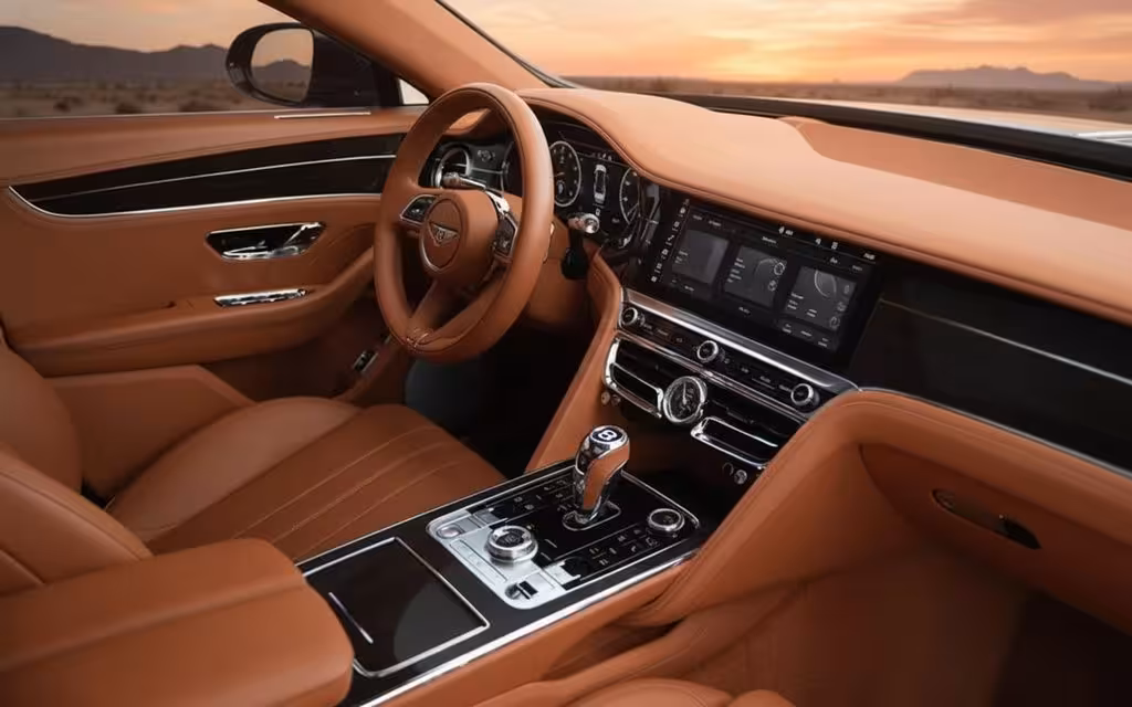 Bentley ContinentalFlyingSpur 2024 interior view showing trim – rental in Dubai