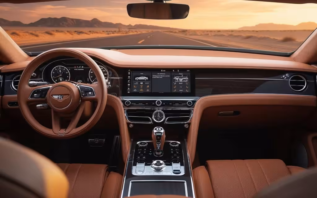 Bentley ContinentalFlyingSpur 2024 dashboard and infotainment – rental in Dubai