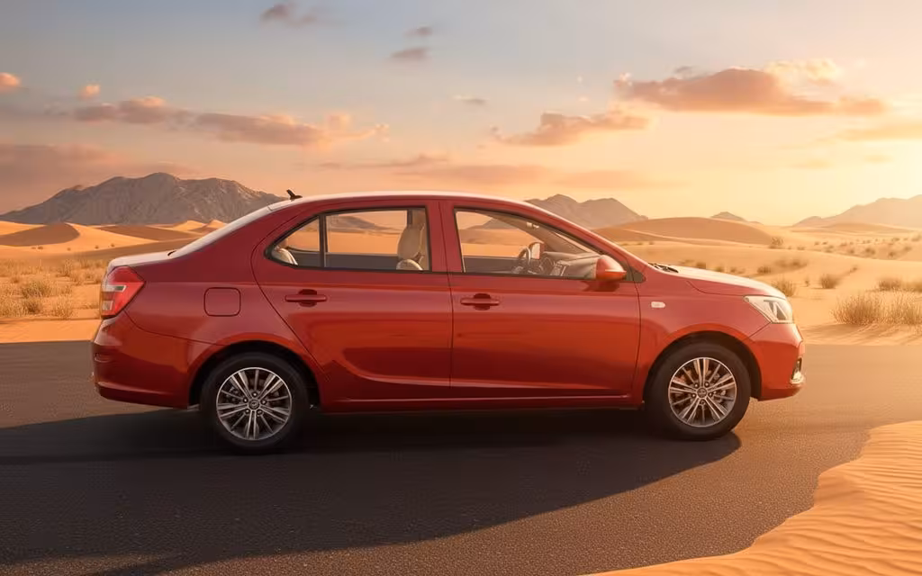 Chery Arrizo3 2020 Red side profile – rental in Dubai