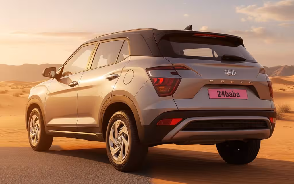 Hyundai Creta 2023 Silver rear view showing taillights – rental in Dubai