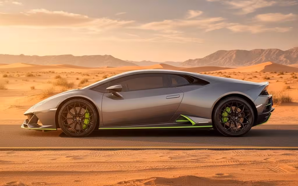 Lamborghini Huracan 2020 Grey side profile – rental in Dubai