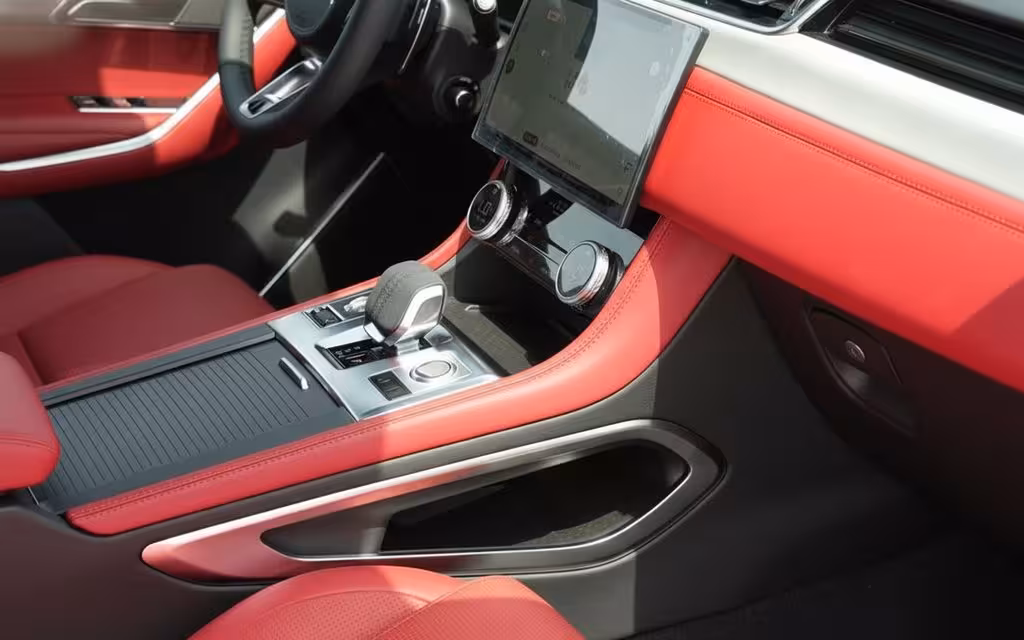 Jaguar F Pace 2025 interior view showing trim – rental in Dubai