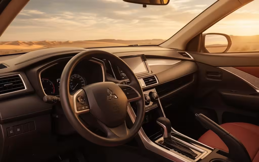 Mitsubishi Xpander 2024 interior view showing trim – rental in Dubai