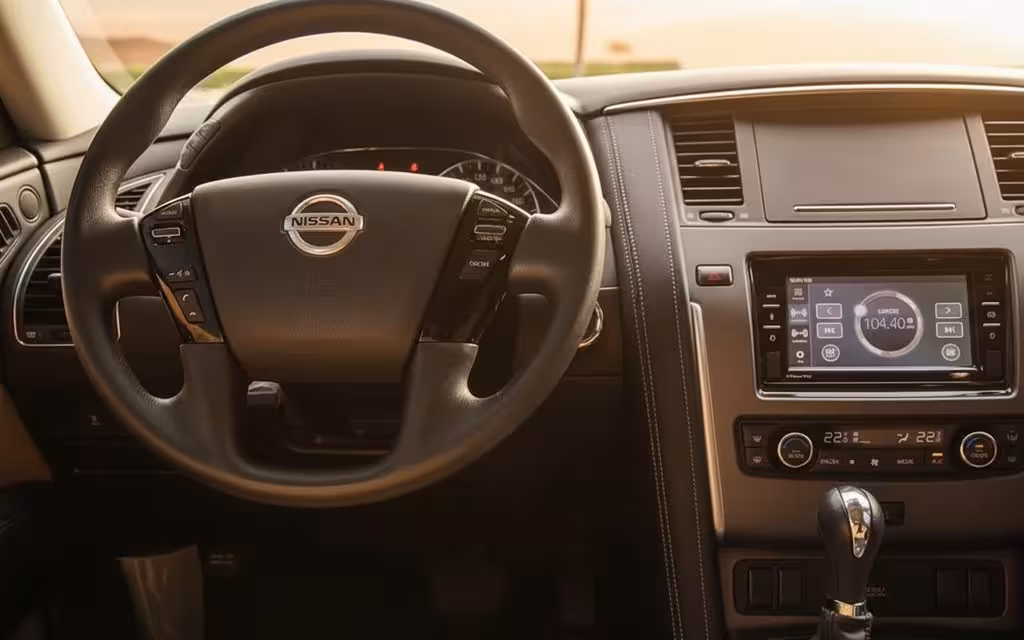 Nissan Patrol 2021 interior view showing trim – rental in Dubai
