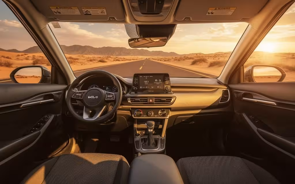 Kia Seltos 2023 dashboard and infotainment – rental in Dubai