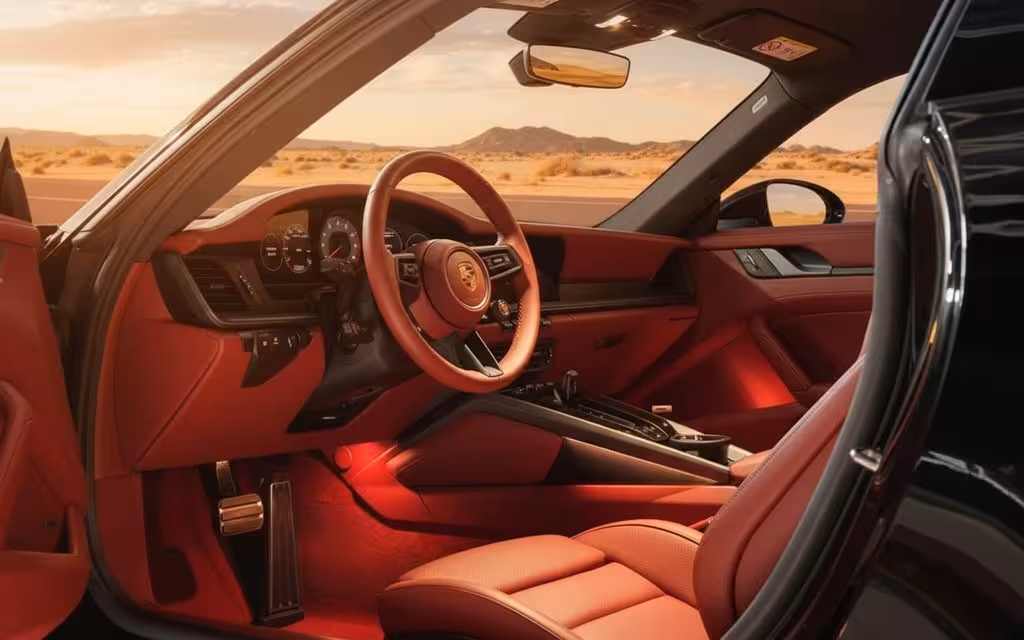 Porsche 911 2025 interior view showing trim – rental in Dubai