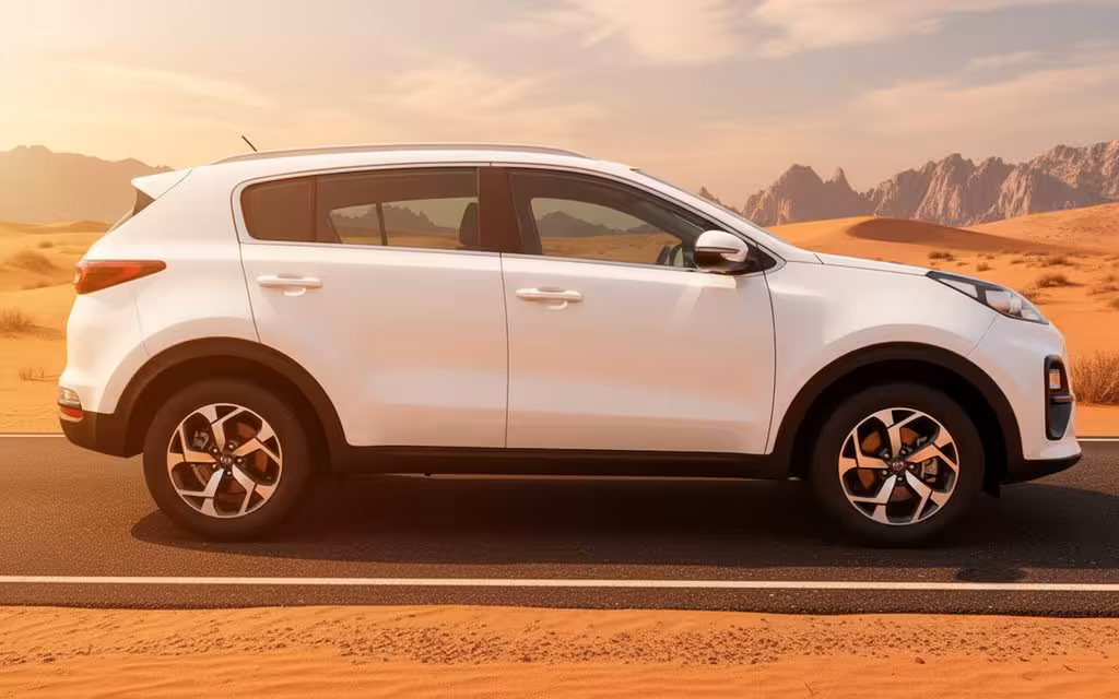 Kia Sportage 2020 White side profile – rental in Dubai