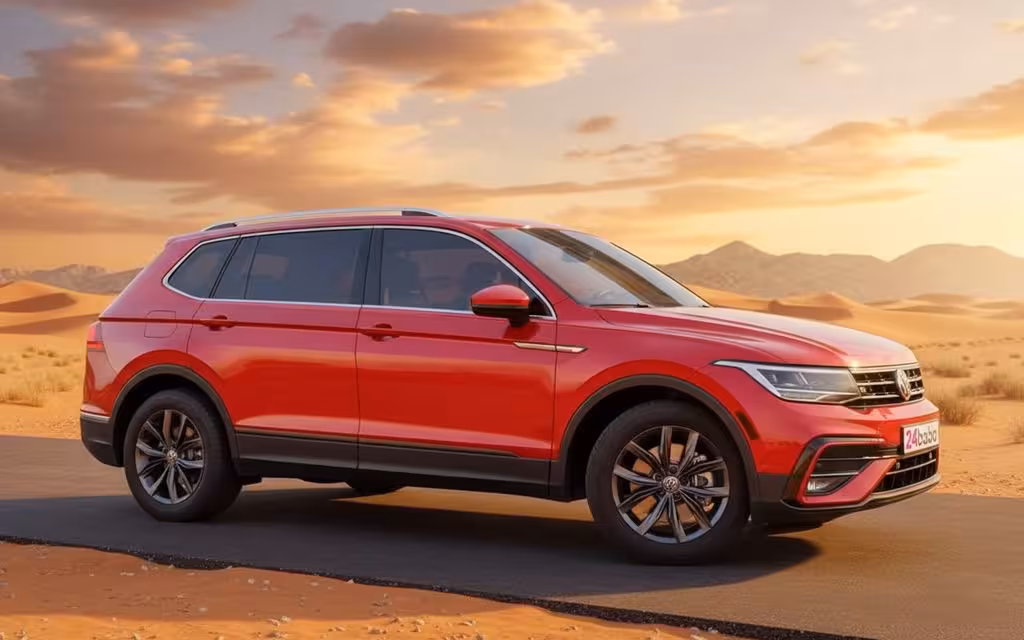 Volkswagen Tiguan 2023 Red side profile – rental in Dubai