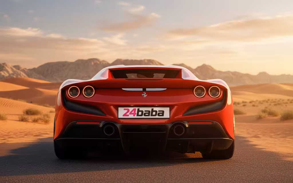 Ferrari F8 2021 Red rear view showing taillights – rental in Dubai