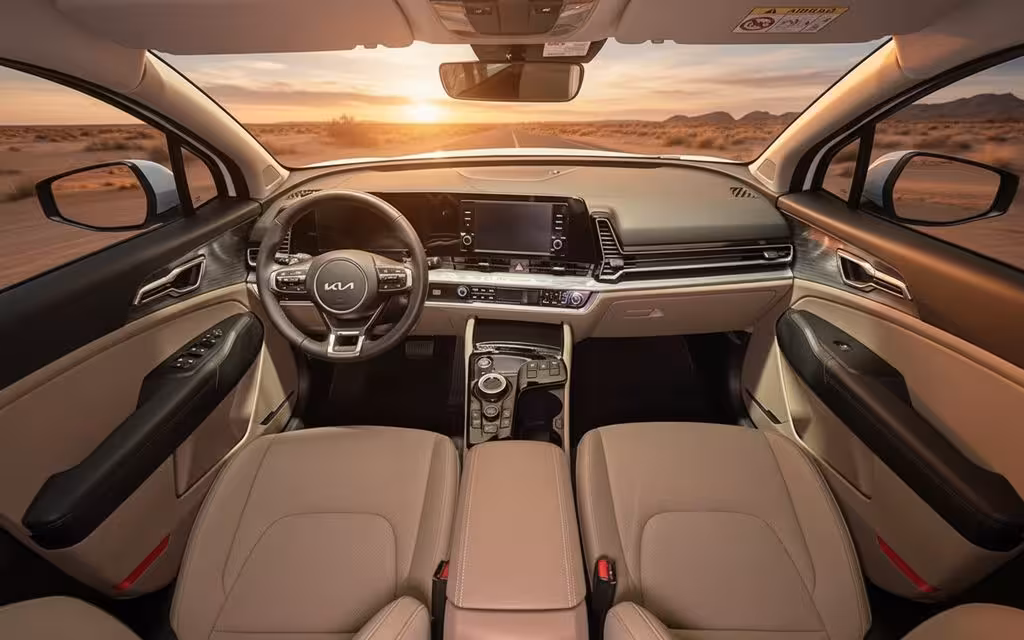 Kia Sportage 2023 dashboard and infotainment – rental in Dubai