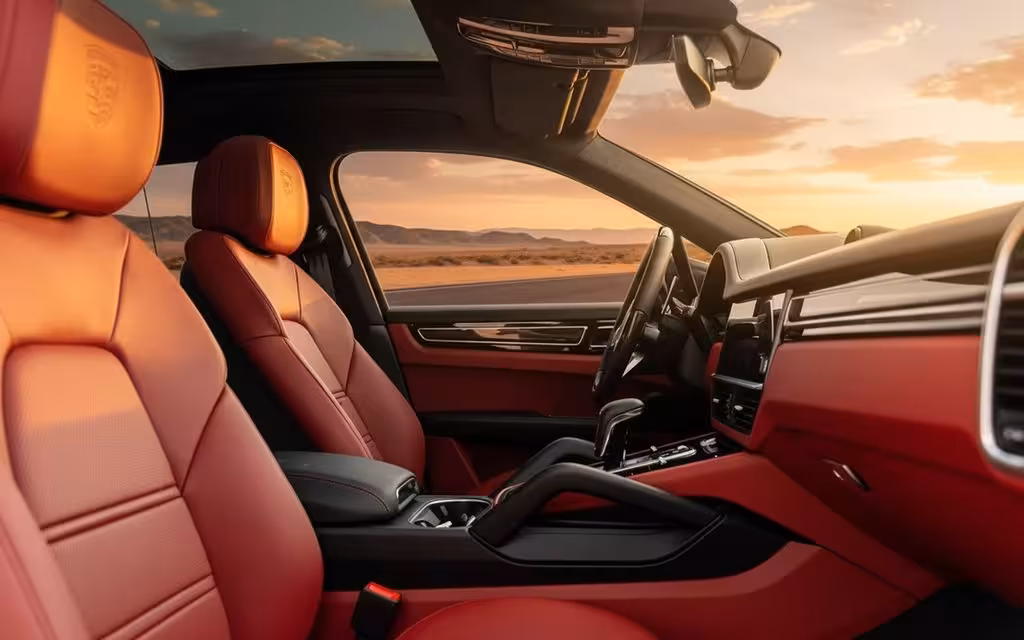 Porsche Cayenne 2023 interior view showing trim – rental in Dubai
