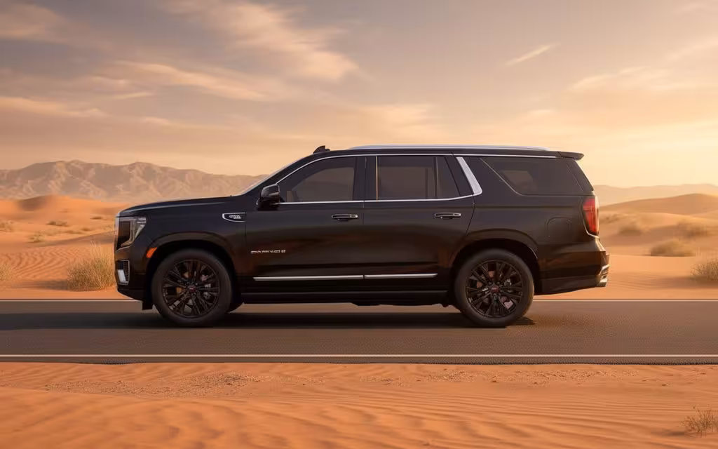 Gmc Yukon 2023 Black side profile – rental in Dubai