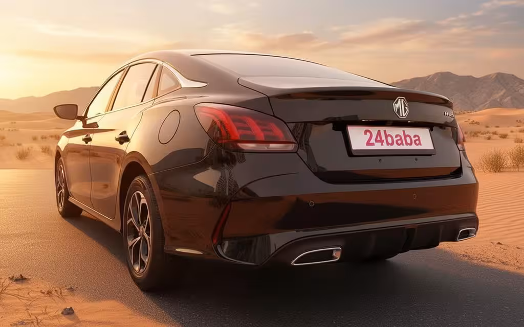 Mg Gt 2024 Black rear view showing taillights – rental in Dubai