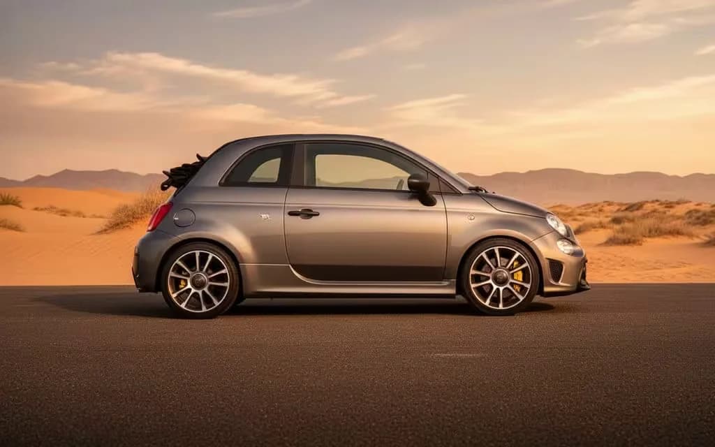 Fiat 500 2023 Grey side profile – rental in Dubai