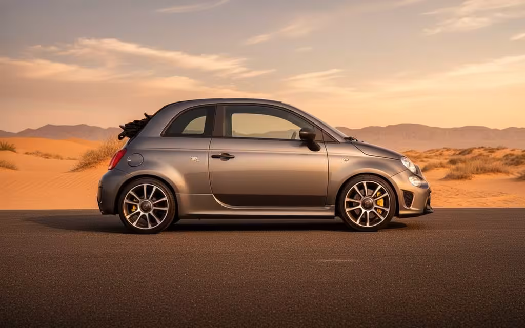 Fiat 500 2023 Grey side profile – rental in Dubai