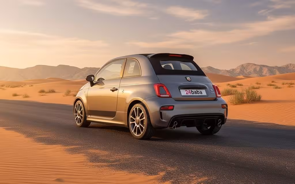 Fiat 500 2023 Grey rear view showing taillights – rental in Dubai