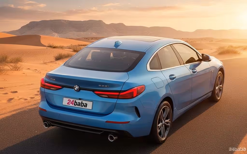 Bmw 228 2021 Blue side profile – rental in Dubai