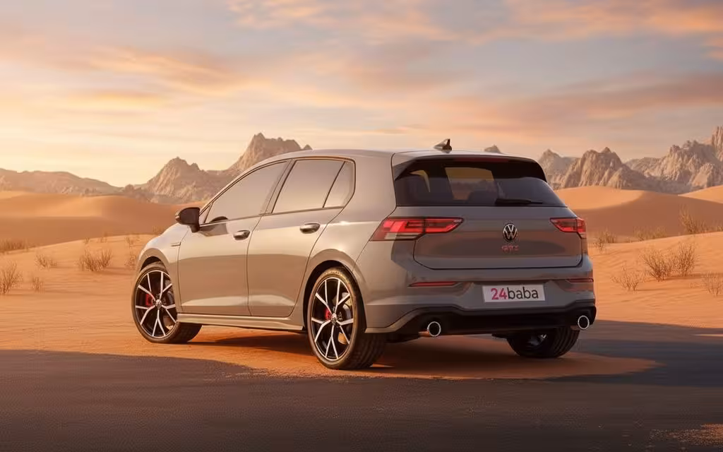 Volkswagen Golf 2023 Grey rear view showing taillights – rental in Dubai